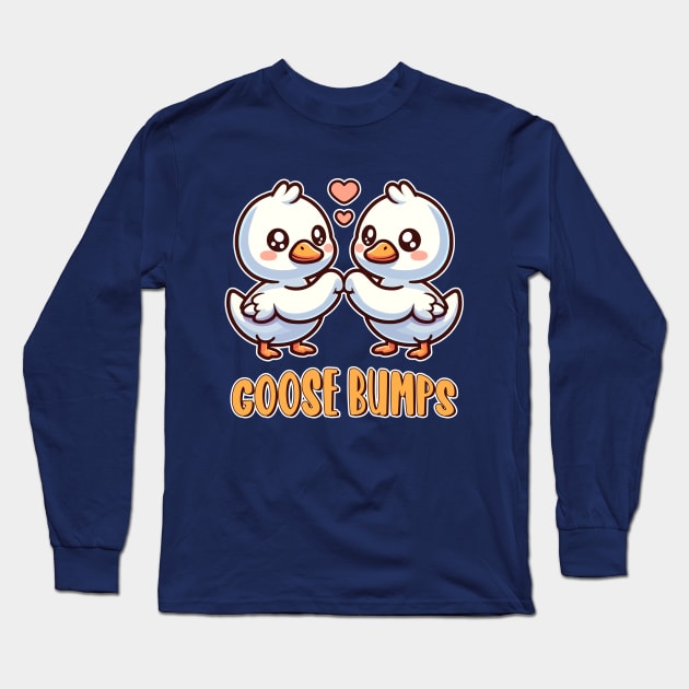 Goosebumps Two Kawaii Baby Geese Friends Long Sleeve T-Shirt by Cuteness Klub